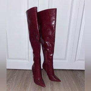 Red Knee High Boots